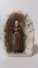 Grotta artigianale in marmo avorio cm 16,5 con statua San Padre Pio