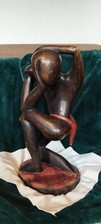 Scultura Africana Vintage Design Uomo Pensatore 