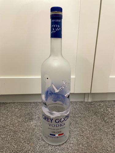 Grey goose empty vodka bottle - grey,
