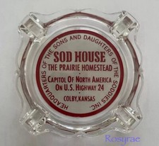 Posacenere in vetro storico Sod House FIGLI FIGLIE DI SODDIES Colby Kansas