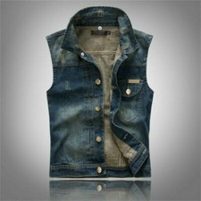 Uomo Jeans Gilet Biker Giacca