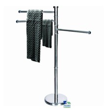 PORTASCIUGAMANI CON PIANTANA IN ACCIAIO SATINATO 3 BRACCI ROTANTI REGOLABILI