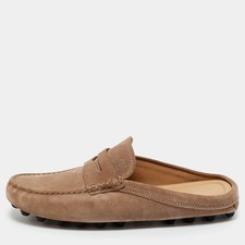 Tods Brown Suede Gommini Mules