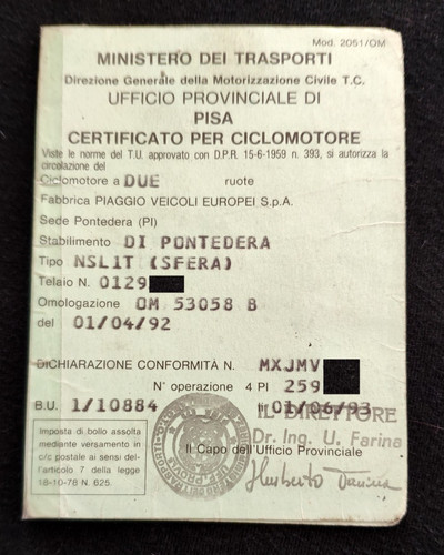 Libretto originale certificato - libretto,
