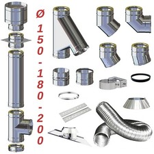 Canna Fumaria Coibentata Stufa a Pellet Kit Tubo Acciaio Inox Doppia Parete Cami