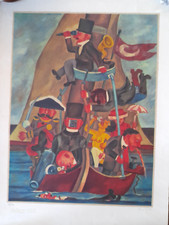 litografia firmata e numerata FRANZ BORGHESE "La nave dei folli"