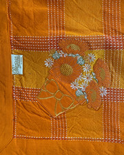 Tovaglia rettangolare cotone artigianale arancione con 12 tovaglioli – 140x240