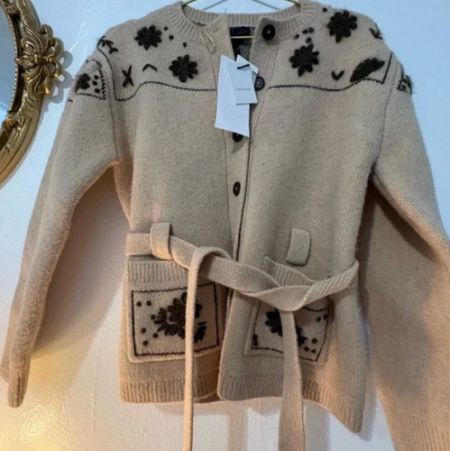 Women zara beige knit floral - beige,