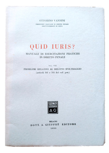 Vannini quid iuris - ", delitto