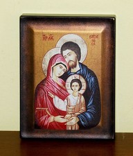 Icona Bizantina • Sacra famiglia • Certificata • Con sigilo di Autenticità