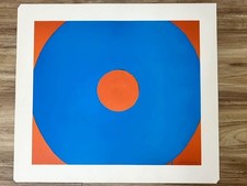 ☆ Gutai Art Jiro Yoshihara Offset Rosso con spesso cerchio blu incorniciato