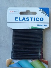 Elastico per cucito nero 3 mm rotondo lavabile  in lavatrice rocchetta 3mt