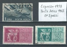 francobolli italiani 1 valore 1945 posta aerea e 2 valori espresso 1958