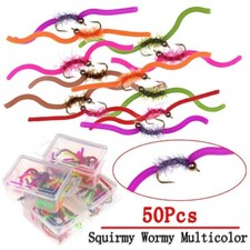 50 pezzi esche da pesca trota mosca verme testa perline ottone testa squirmy ninfa worm esche