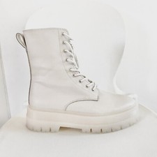 STRADIVARIUS STIVALI STIVALETTI CARRARMATO BEIGE NUDO STRINGATI ALTI POLPACCIO