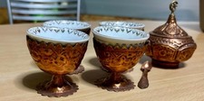 Set da caffè 5 pezzi, in rame battuto a mano con tazze in ceramica