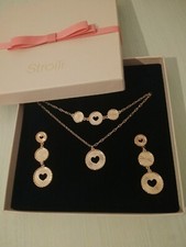 Set Collana Orecchini Bracciale Bronzo Rosato Cuore Raggi Stroili