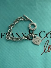 TIFFANY e CO Bracciale Heart Tag Chiusura Toggle Please Return Originale