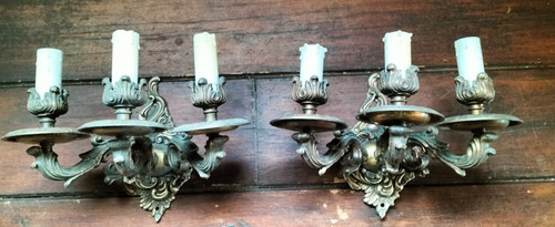 Coppia applique bronzo anni - in,