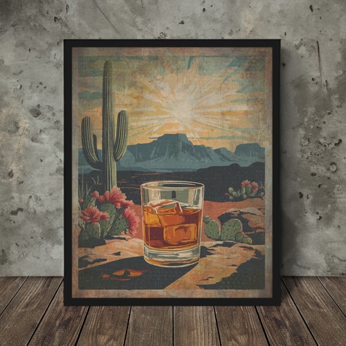 Vintage whiskey western wall - whiskey,