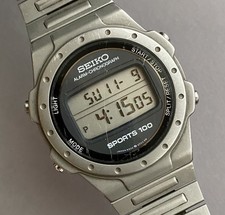 SEIKO Allarme Cronografo TITAN A904-6000 Sports 100 Orologio da Polso Vintage