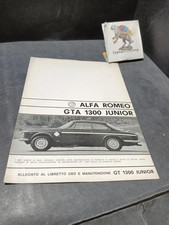 Libretto uso e manutenzione Allegato Alfa Romeo GTA 1300 Junior originale ita