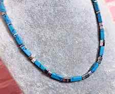Collana Girocollo Uomo Pietra Cubo Rettangoli di Howlite Turchese Ematite 4mm
