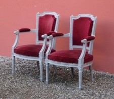 Coppia di poltrone st.Luigi XVI laccate Shabby Chic, metà '900!