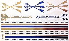 Flash Einmal Tatuaggio Temporaneo Oro Blu 8teile Bracciale Collana Henna Corpo