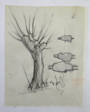 DISEGNO VINTAGE SU CARTA DA LUCIDO CON ESERCIZI OPERA PITTORE BECCARIA DR4