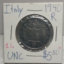 Italy 1 Lira 1940 UNC & 100