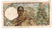 AFRICA OCCIDENTALE FRANCESE AFRICA OCCIDENTALE AOF Biglietto 1000 FRANCHI 19/...