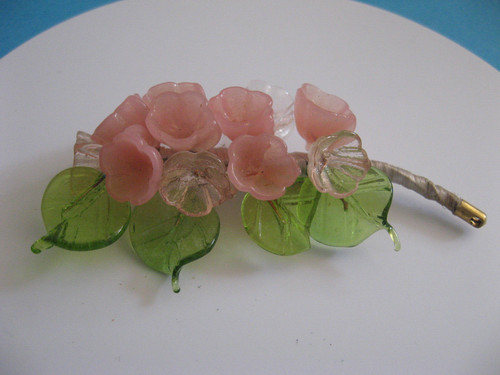 Spilla con fiori rosa foglie - spilla,