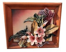 QUADRO CON FIORI IN RILIEVO IN CUOIO