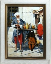 Herrmann von Point venditore ceramica orientale olio legno firmato