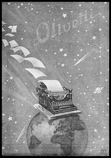 PUBBLICITA' 1922 MACCHINA DA SCRIVERE OLIVETTI M.20 IVREA STELLE PIANETI SPAZIO