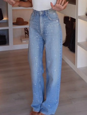 Jeans Zara vita alta strass