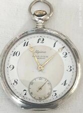 ANTICO  OROLOGIO ALPINA DA TASCA ARGENTO 800 PUNZ SVIZZERI TEDESCHI NON FUNZIONA