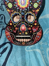 Mahalo Ukulele Teschio Messicano Soprano Borsa Inclusa Legno Serie Art Skull New