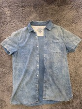 Camicia OVS uomo denim chambray manica corta taglia L usata