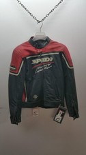 Giubbotto Vintage da Moto In Pelle Spidi Nasty Nero Rosso TG. M  P73479M