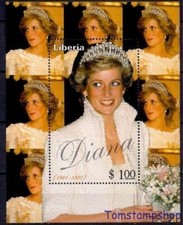 Liberia Diana Principessa di Galles Corona Reale Reale m/s MNH/2