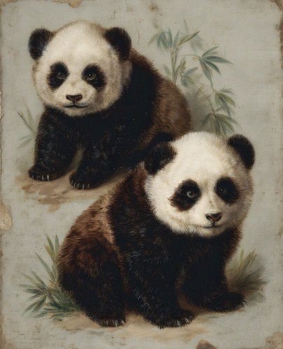 Stampa due cuccioli panda - stampa, di