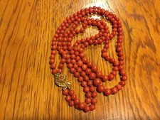 Collana corallo rosso originale vintage prima qualità chiusura oro 18 carati 40 grammi