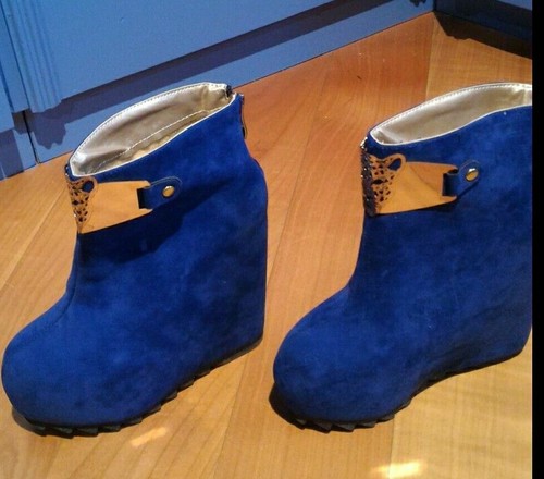 Stivaletti blu zeppa - a,
