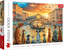 - Cani a Venezia - Puzzle Da 1000 Pezzi - Puzzle Raffigurante Cani Sul Canale Al