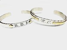 BRACCIALE UOMO ARTIGIANALE RIGIDO PERSONALIZZABILE MARTELLATO ARGENTO 925 BRONZO