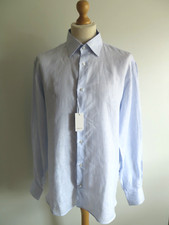 Camicia di lino premium gessato LANGELLA Italia taglia XXL Made in Italy NUOVA