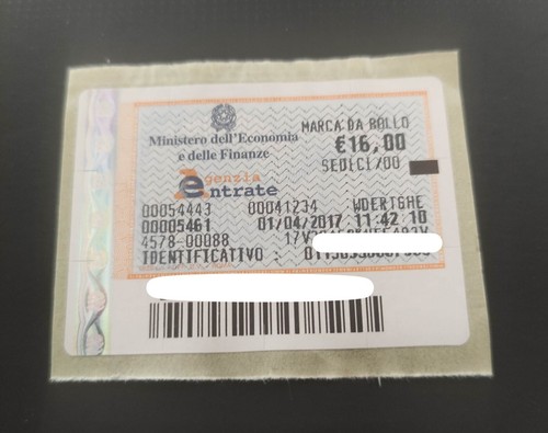 Marca marche bollo - marche, 16,00