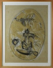 PIETRO BISIO (1932) Quadro DIPINTO TECNICA MISTA CARTA applicata su Tavola Raro